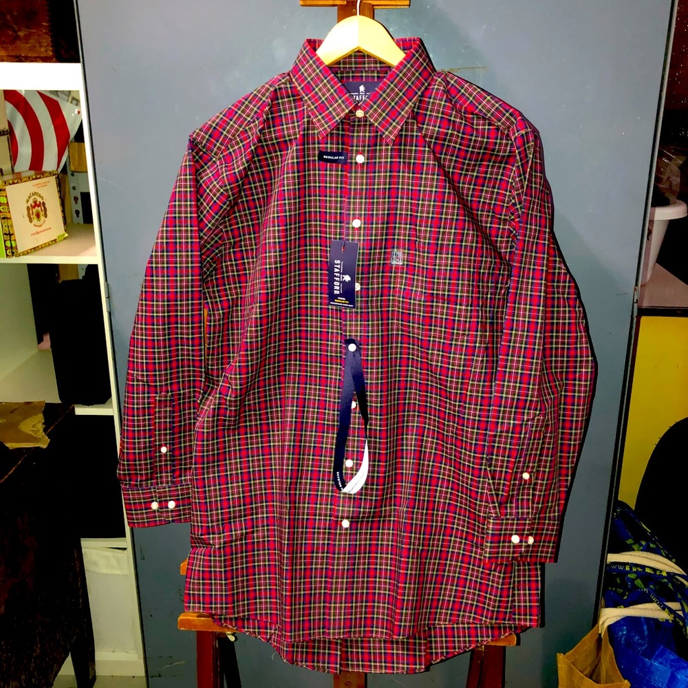 Stafford plaid button down NWT